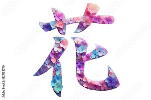 紫陽花のデコレーション文字(花文字)