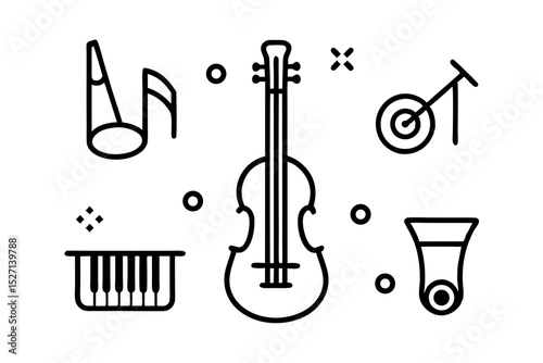 Orchestra instruments line art graphic design