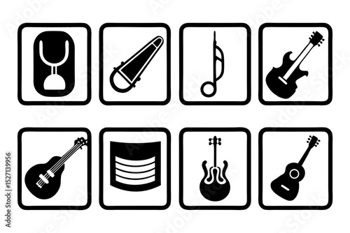 Musical instrument icons a collection of eight