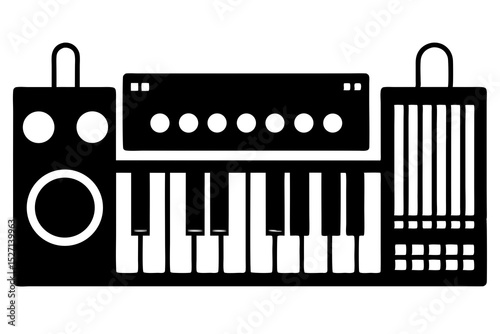 Portable keyboard synthesizer with integrated speakers and mixer