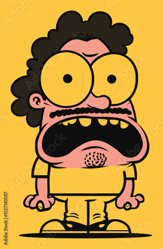 Hand Drawn Vector Illustration of a Surprised Character with Big Eyes
