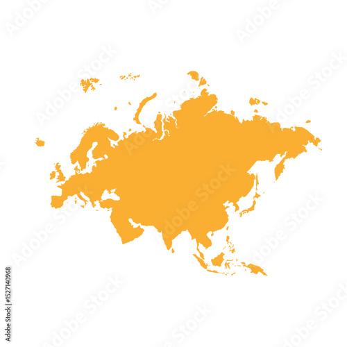 Map of Eurasia, sign silhouette. World Map Globe. Vector Illustration isolated on transparent background. Europe and Asia continent.