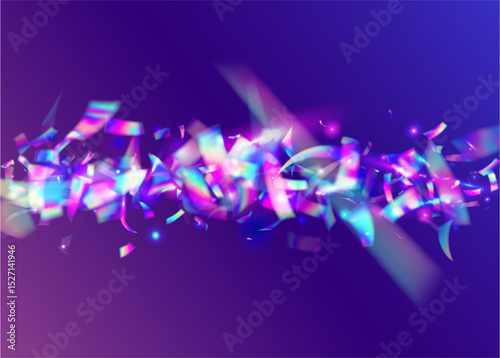Carnaval Background. Happy Concept. Isolated Design. Retro Holographic Serpentine. Hologram Glitter. Purple Art Burst. Falling Tinsel. Birthday Confetti. Pink Carnaval Background