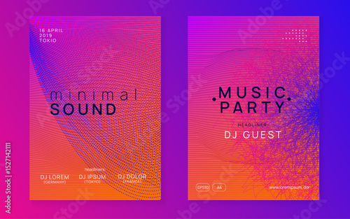 Fest Banner. Trance Vector. Violet Discotheque Poster. Pink Dance Magazine. Music Concert Element. Sound Set. Electronic Disco Illustration. Green Fest Banner