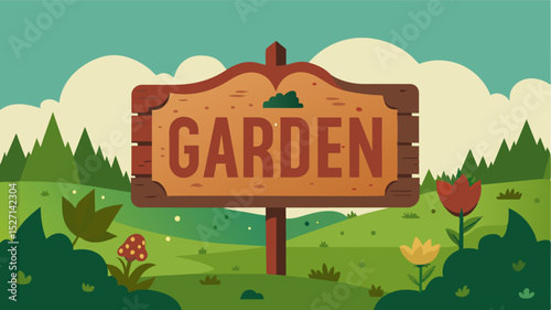 A weathered sign proudly proclaiming the name of the garden even though it may not be b with produce a symbol of the communitys determination to create change.. Vector illustration