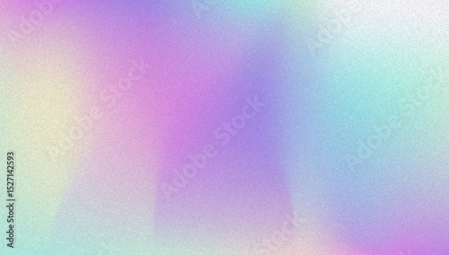 Noise Gradient Background. Abstract Grainy Bg In Pink, Purple And Blue Colors. Iridescent Hologram. Pearlescent Holographic Texture With Rainbow Foil. Modern Film Photo With Fluorescent Dust