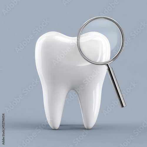 Dental Health Examination with Magnifying Glass photo
