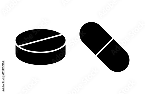Pills icon vector illustration. capsule icon. Drug sign and symbol