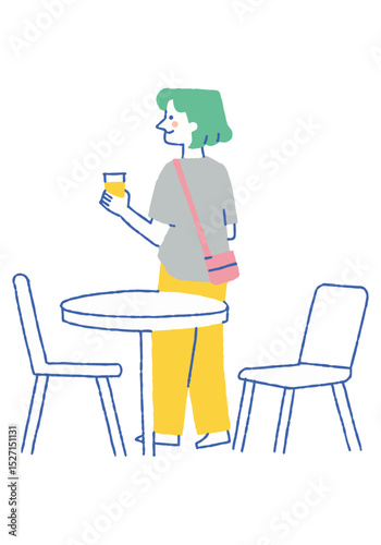 Woman ordering a drink at a food court_Color