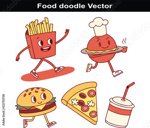 Hand drawn food doodle illustrations for menu design