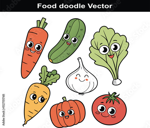 Hand drawn food doodle illustrations cute and colorful designs