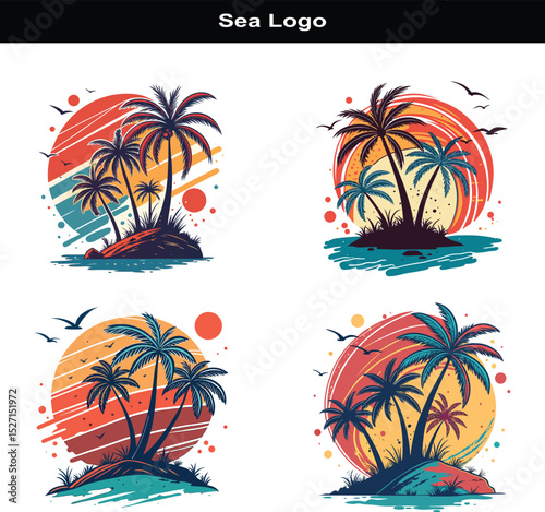 Modern sea life logo design with blue and green color scheme