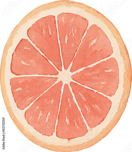 Watercolor Grapefruit Illustration – Hand Painted Citrus Fruit Clipart on White Background | Generative AI