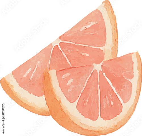 Watercolor Grapefruit Illustration – Hand Painted Citrus Fruit Clipart on White Background | Generative AI