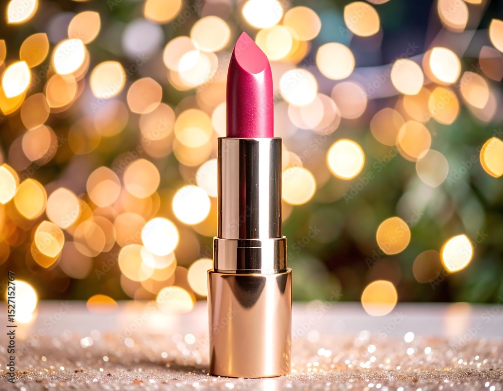 Close-up lipstick on glitter background Close-up lipstick on glitter background