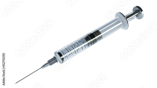 Medical Syringe Needle Healthcare Injection Device on white and transparent Background