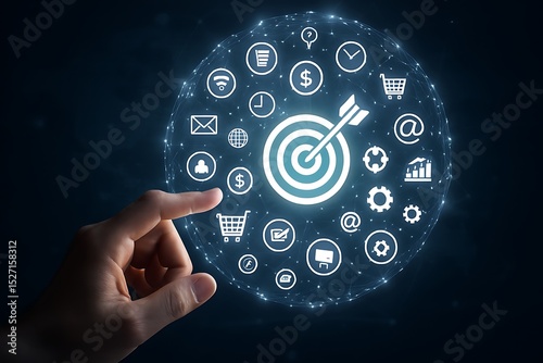 Digital marketing strategy concept with target audience and business growth for online success photo