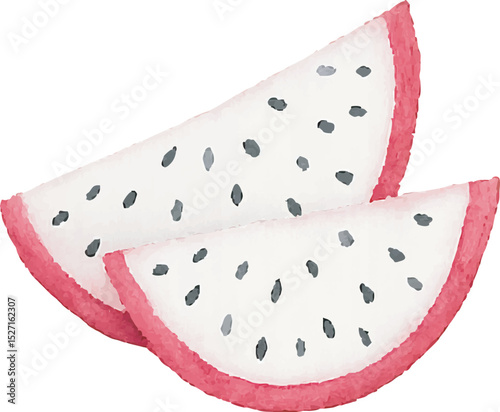 Watercolor Dragonfruit Illustration – Hand Painted Exotic Fruit Clipart on White Background | Generative AI