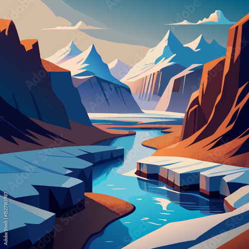 a-glacier-melting-into-a-valley-river-in-greenland