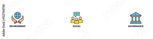 ESG banner web icon vector illustration for Environment Social Governance of corporate sustainability performance for investment screening