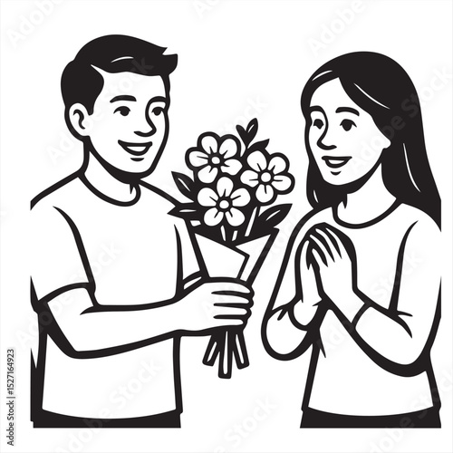 giving flowers