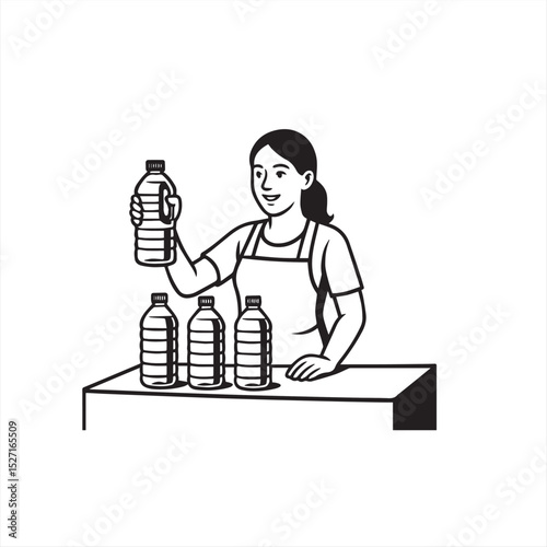 woman selling bottled 