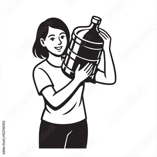 woman carrying water gallon