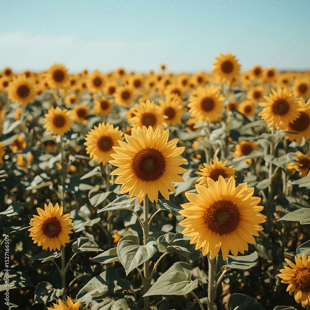 Fototapeta premium Golden Bloom Sunflower Fields in the Sun