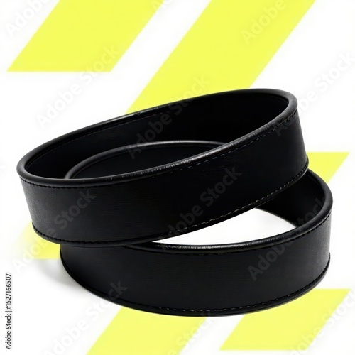 Heavy-duty black weightlifting belt, isolated , training, power, gear