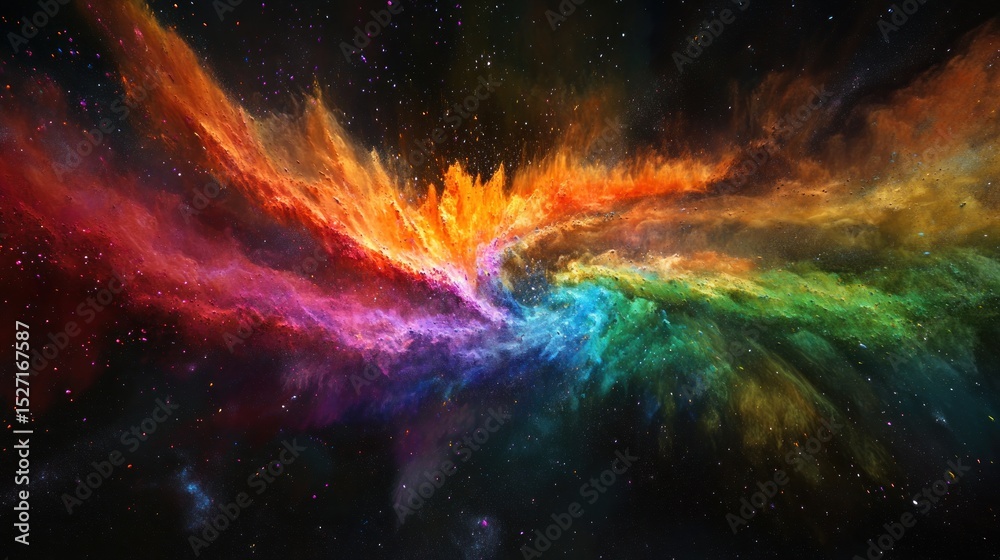 Fototapeta premium Vibrant cosmic cloud with stars, nebula and gas, a breathtaking colorful space artwork