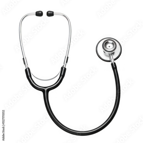 Black and silver stethoscope isolated on transparent background