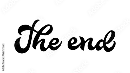 The end calligraphy hand lettering isolated on white. Vector template for banner, typography poster, sticker, etc.