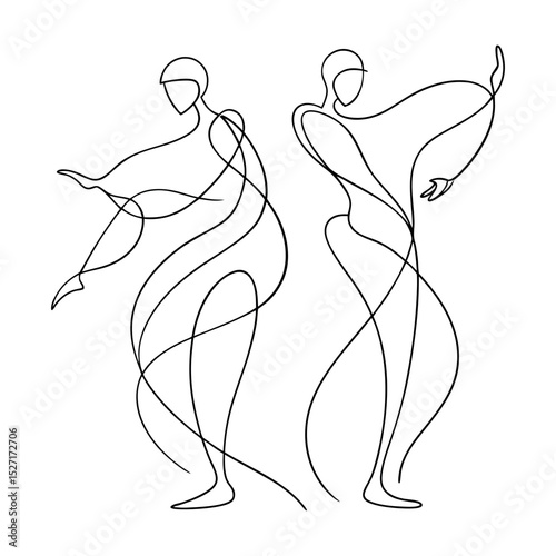 minimalist abstract line art of two dancing figures