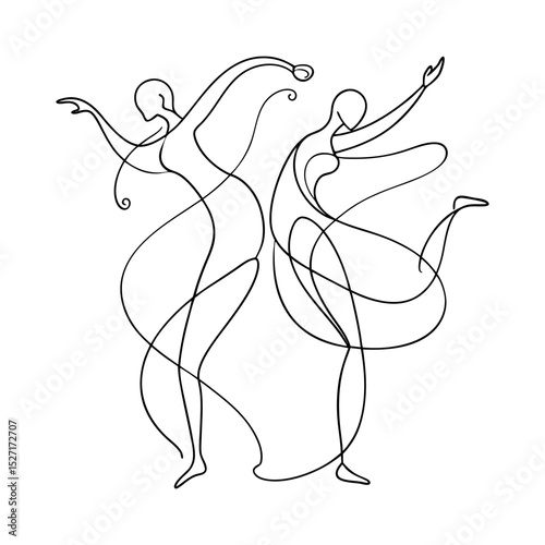 minimalist abstract line art of two dancing figures
