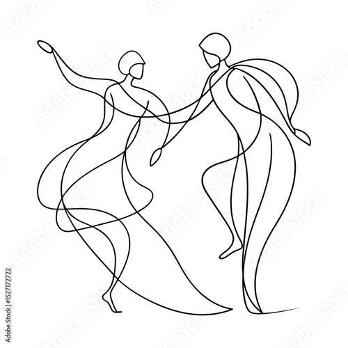 minimalist abstract line art of two dancing figures
