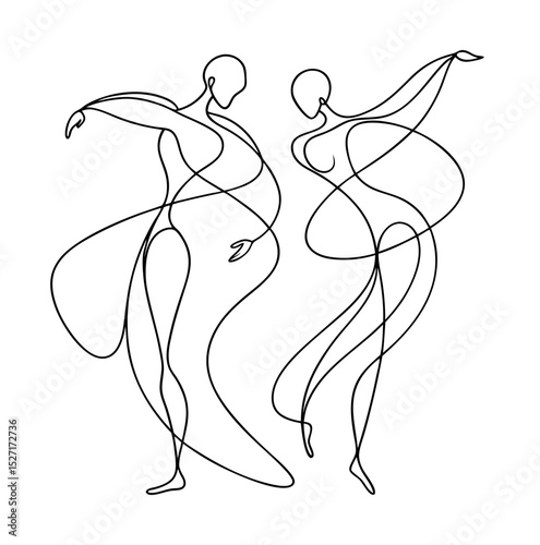 minimalist abstract line art of two dancing figures