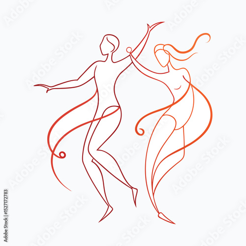 minimalist abstract line art of two dancing figures