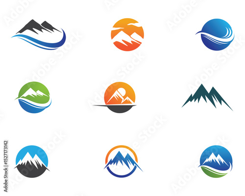 Mountain nature landscape  logo and symbols  icons template