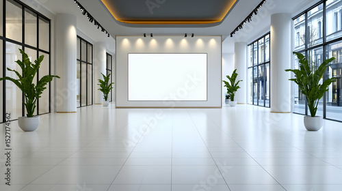 Empty modern house interior with a large window, parquet floor, and blank walls, creating an open and new living space