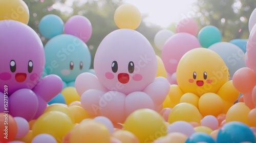 Colorful Octopus Balloon Decorations at a Festival