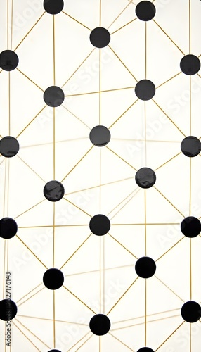 Black - White - Gold Geometric Connection Pattern, Showcasing Tech - inspired Network Structure, for Tech Design, Data Visualization, Fashion Illustration, Art Installation, Modern Decoration Scenario