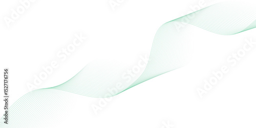 Abstract green colour wave element for design. Digital frequency track equalizer. Stylized line art background. Vector illustration. Wave with lines created using blend tool.	