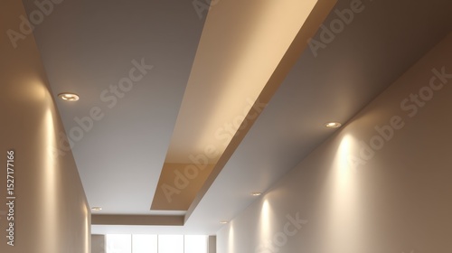 Modern recessed lighting hallway interior