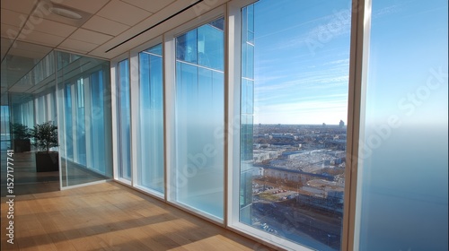 Modern office interior with city view