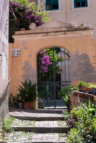 Fototapeta Naklejka Na Ścianę i Meble -  Door of a house seen in Boccadasse, a small village on the coast of Genoa, Italy.