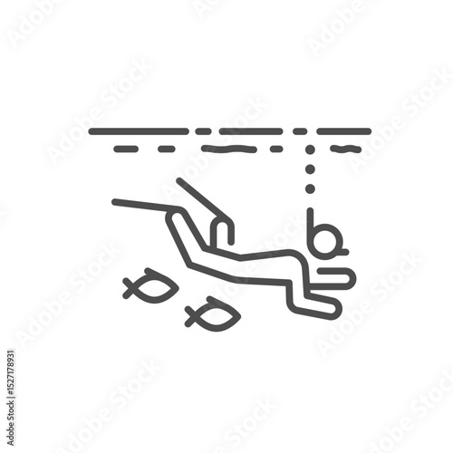 Scuba diving icon. Thin line editable stroke vector illustration for underwater exploration, ocean activity, snorkel and marine tourism