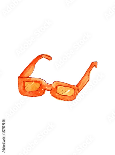  orange glasses watercolor illustration hand drawn