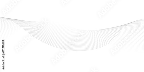 Abstract grey smooth wave on a white background. Dynamic sound wave. Design element. Vector illustration. 