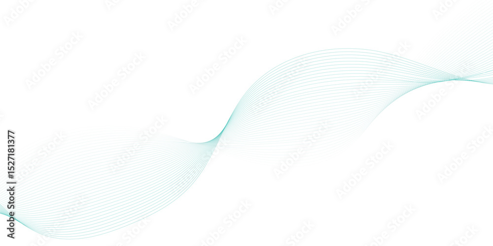 Fototapeta premium Abstract green colour wave element for design. Digital frequency track equalizer. Stylized line art background. Vector illustration. Wave with lines created using blend tool. 