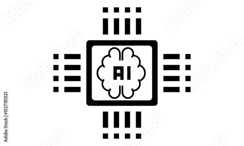 AI icon insider chip image, vector AI icon image, png chit image with AI symbol